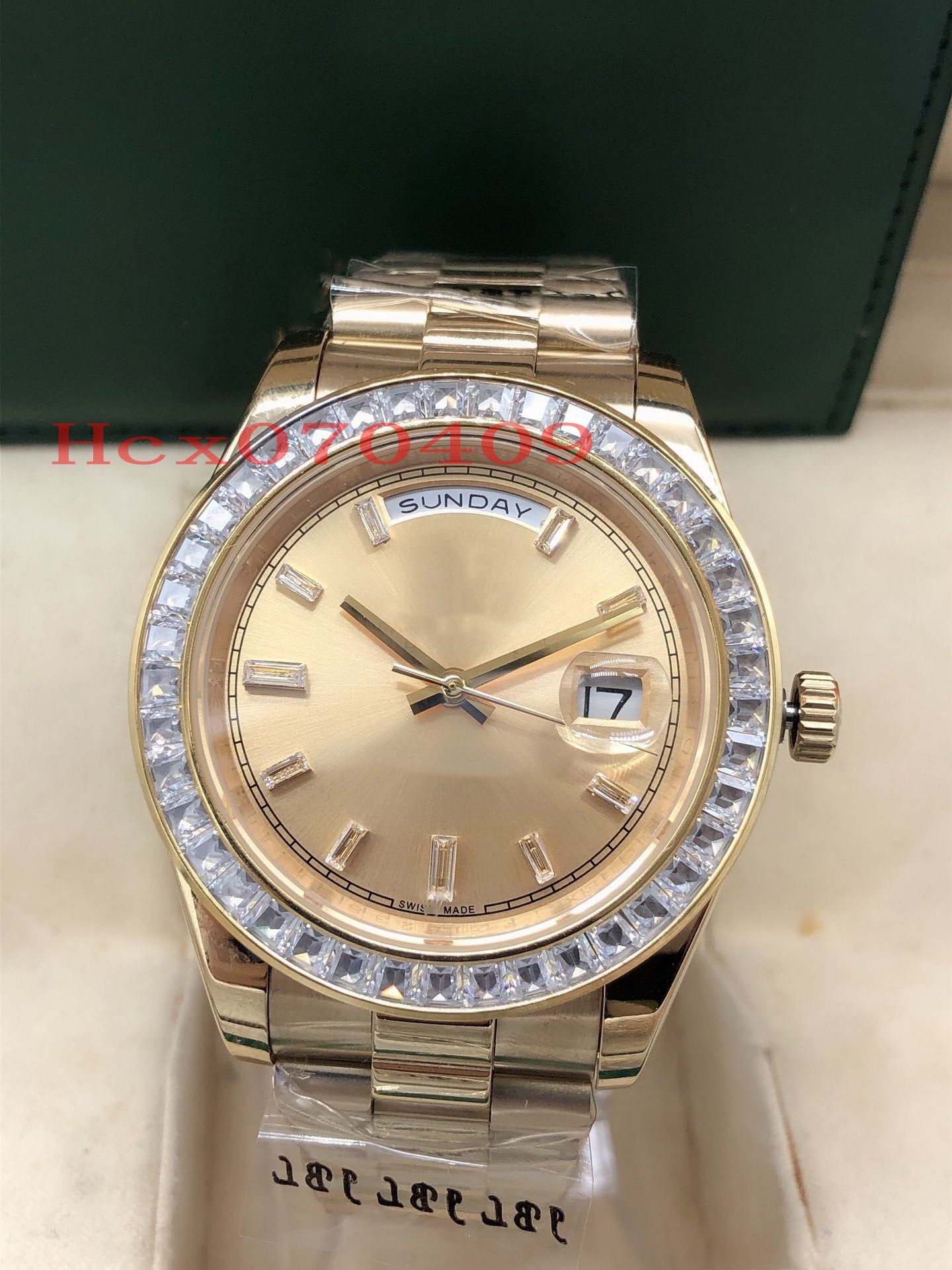 Luxury 41mm Gold New Square Diamond 