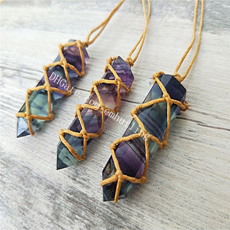 35 45mm Natural Rainbow Fluorite Prism 