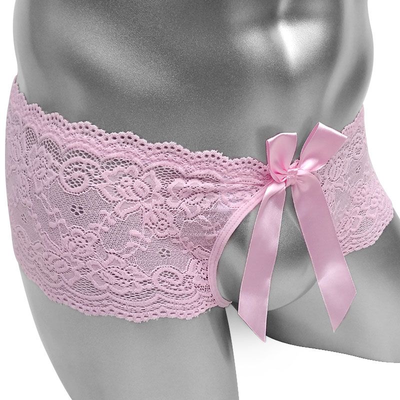 Floral Lace Open Crotch Sissy Panties 