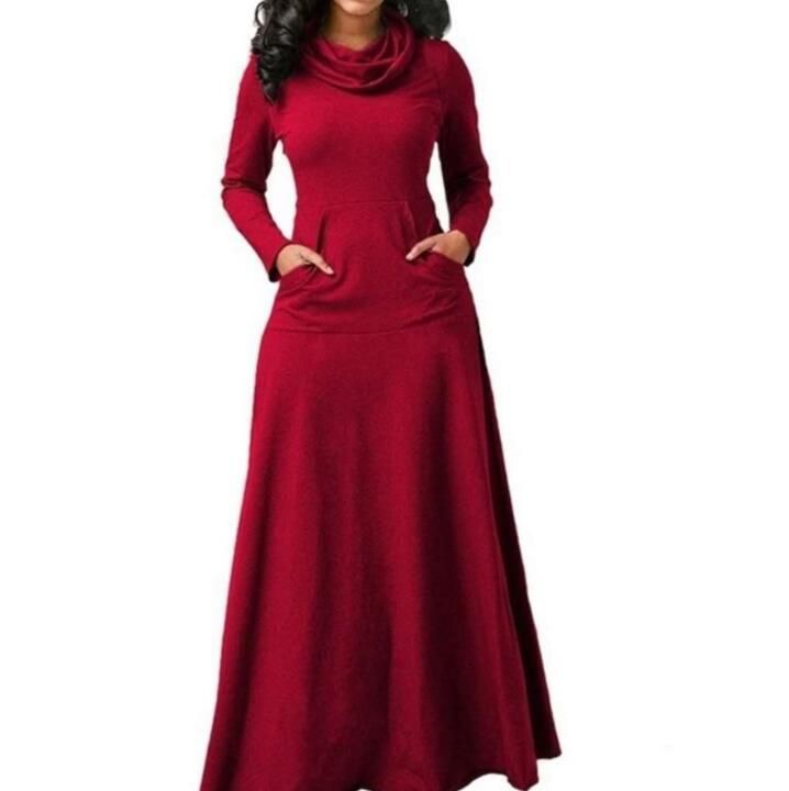 turtleneck long sleeve gown