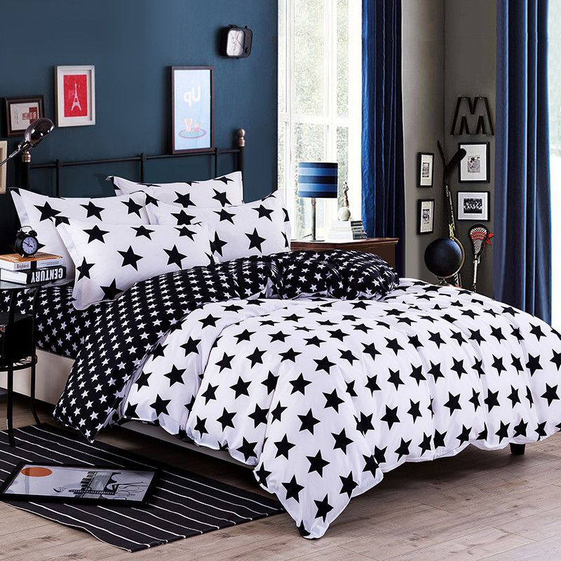 Star Moon Duvet Cover Beddingset Minimalism Polyester Reactive