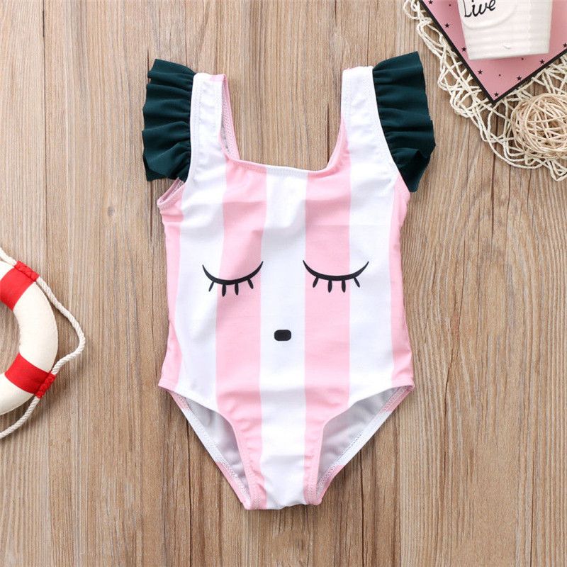 pink white striped swimsuit