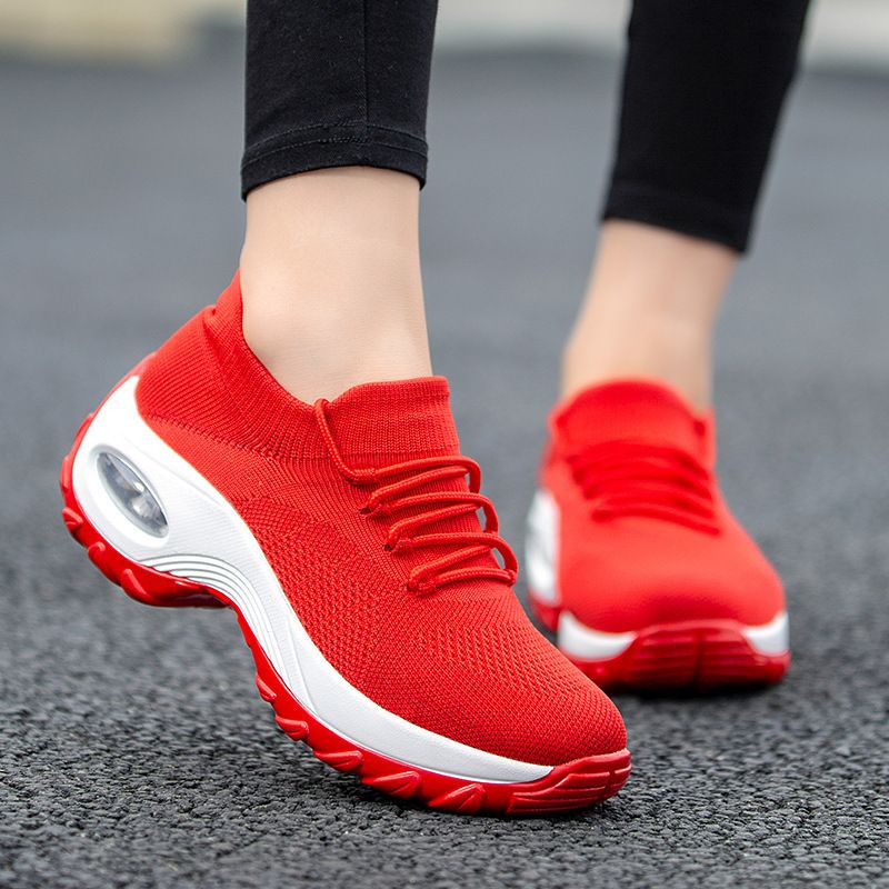 platform red sneakers