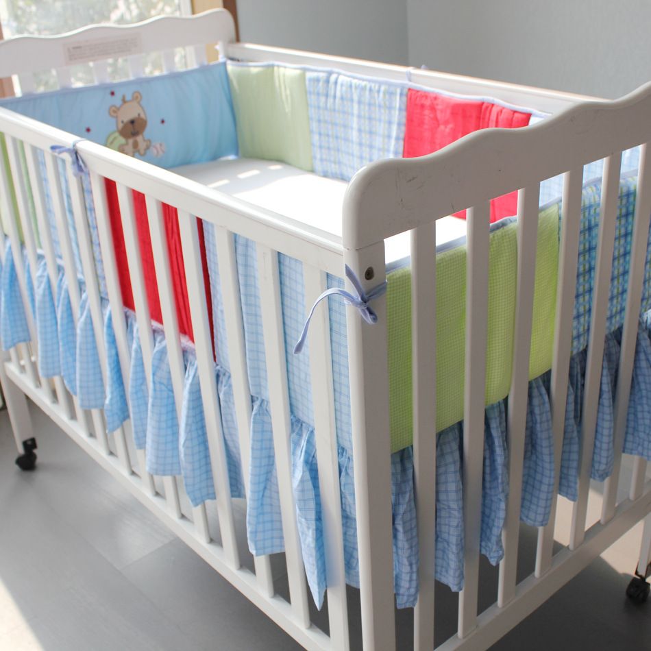 Hot Baby Bed Bumpers Crib Skirts 100 Cotton Detachable Cot Bed