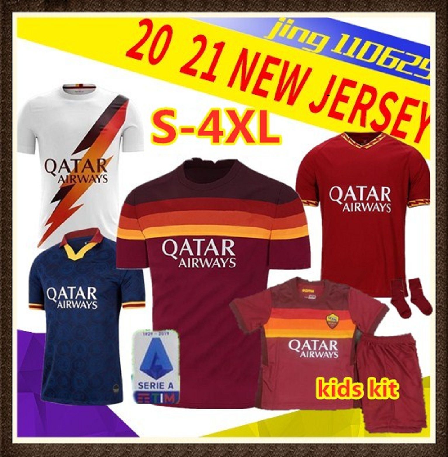 Acheter S 4XL 2020 2021 Hommes + Uniformes Kit Denfants AS ...