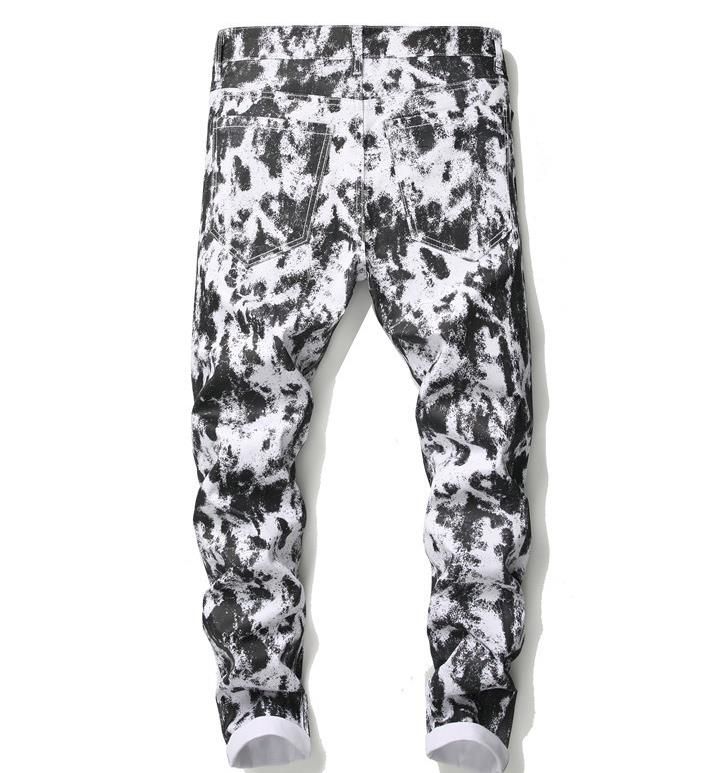 Compra Mens Manchado Jeans De Alta Calidad Blanco Negro Impresión En Color  Slim Fit Moda Jeans Hombre Discoteca Pantalones # 5640 Barato | Entrega  Rápida Y Calidad | Es.Dhgate
