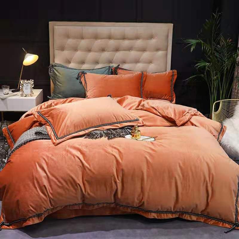 Fb1912ak0012 New Arrival Luxury Platinum Velvet Bedding Set With