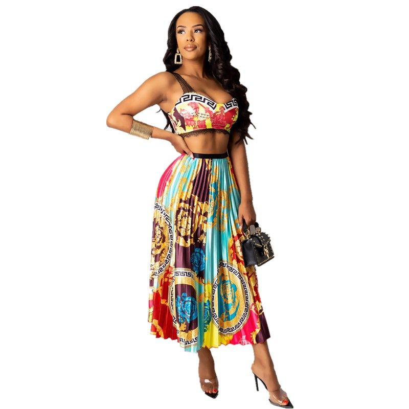 lace crop top and maxi skirt set