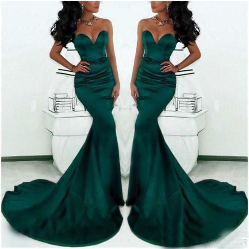 Vestido De Fiesta De Color Verde Esmeralda Sirena Sexy Mujer Sweetheart Desfile Desgaste Satinado Ocasión Especial Vestido De Fiesta De Noche Vestido Con Sweep Train De 113,08 € |