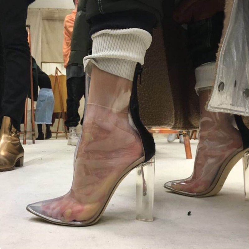 Acquistare Scarpe Da Donna Sexy PVC Stivaletti Trasparenti Scarpe A Punta  Tacco Grosso Scarpe Donna Tacco Chiaro Stivaletti Bottes Femme Economico |  Consegna Veloce E Qualità | DHgate Italy