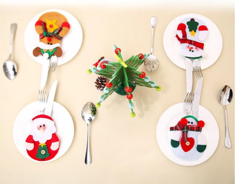 New Santa Claus Snowman Knife And Fork Set Christmas Decorations