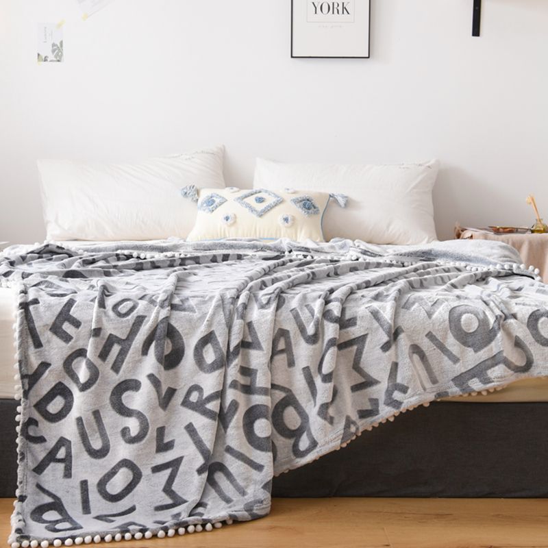 Simple Black Print Tassel Blanket Bed Covers Sofa Soft Adult