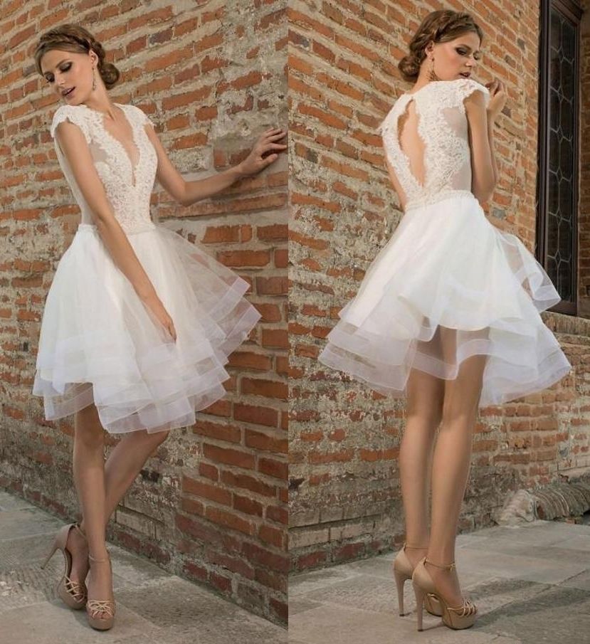 Discount Stylish Lace Appliqued Backless Wedding Dresses With Cap