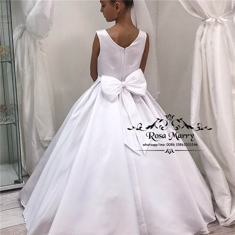 white satin girls dress