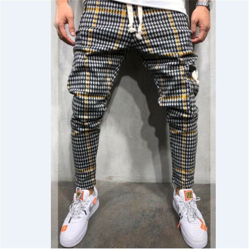 Compre Pantalones Largos A Cuadros De Moda De Alta Calidad 2019 Primavera  Otoño Casual Hombre Joven Hip Hop Pantalones Hombre Encaje Elástico Harem  Pantalones A 12,55 € Del Dhtopclothes | Es.Dhgate.Com
