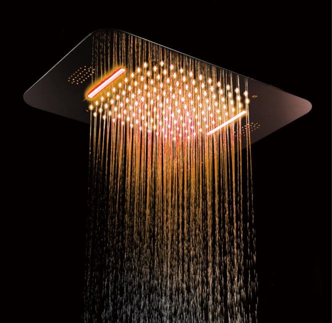 2020 Bluetooth Music LED Shower Head Waterfall Rainfall Showerhead Bathroom Shower 304 SUS