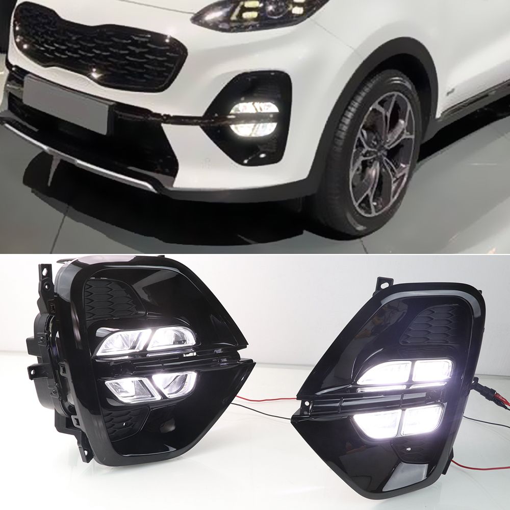 1ペア昼間ランニングライトfor Kia Sportage KX 5 2019 2020 DRL LED