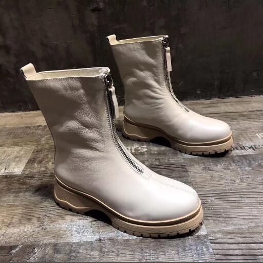 white boots with zipper
