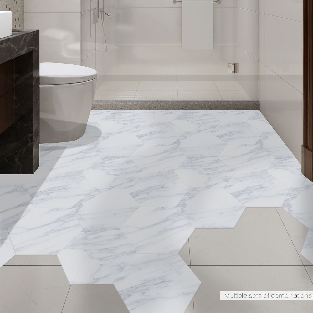 Funlife Waterproof Bathroom Floor Tile Sticker Adhesive Pvc Marble