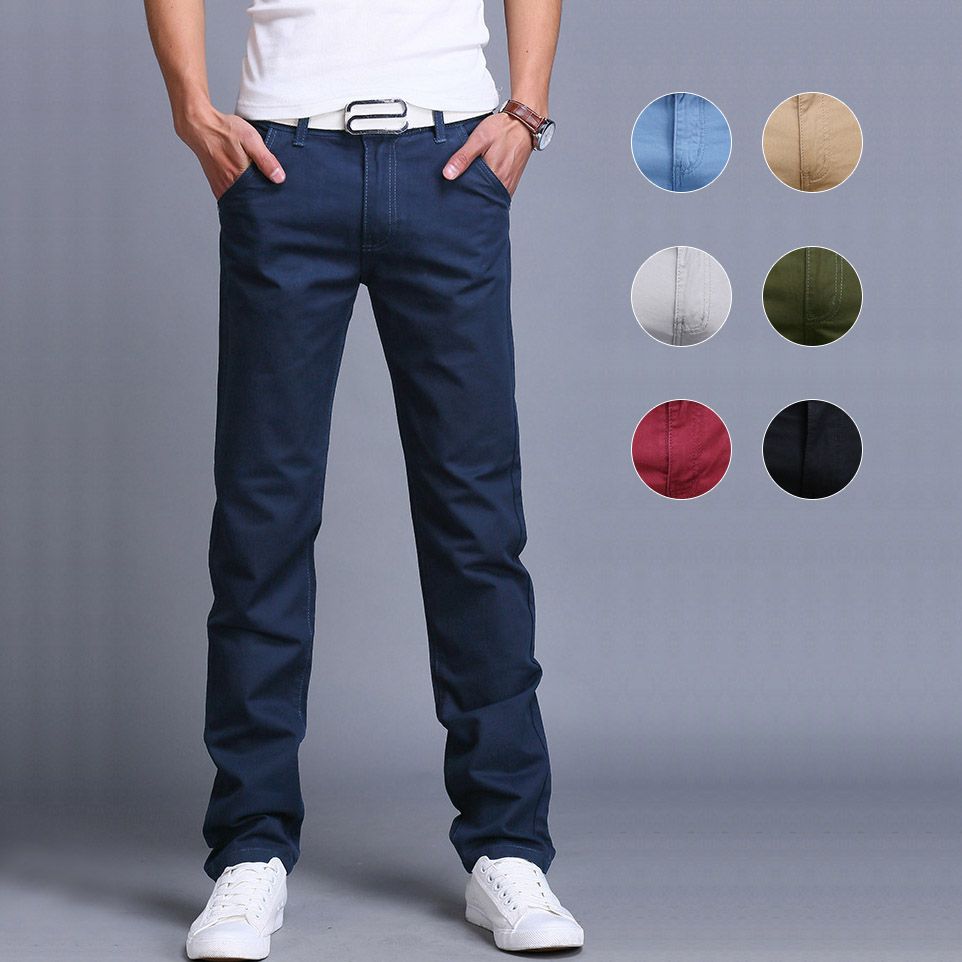 2020 Fashion Men Business Casual Pants Cotton Slim Straight Trousers ...