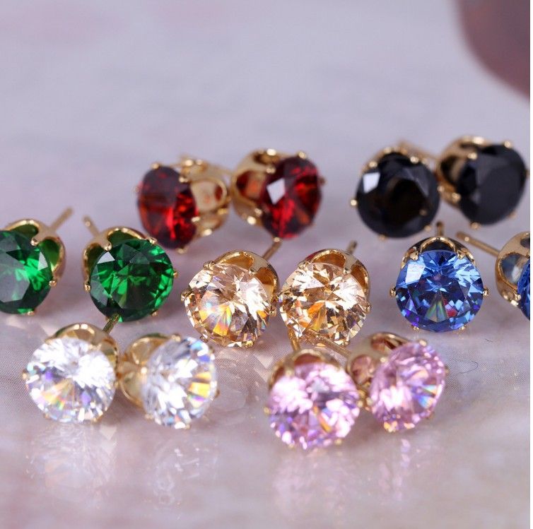 Vicio afeitado Floración Venta al por mayor de moda coloridos aretes de piedra redonda de oro plateado de cristal Vicio afeitado Floración Venta al por mayor de moda coloridos aretes de piedra redonda de oro plateado de cristal