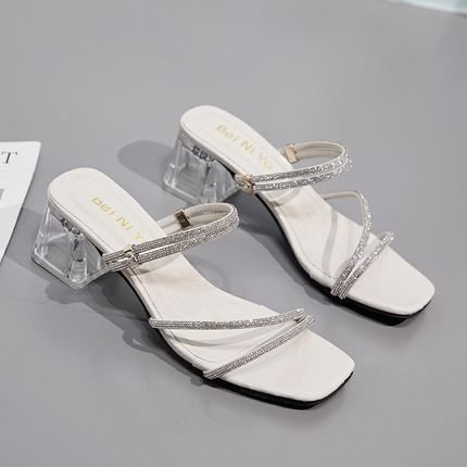 white medium heel sandals