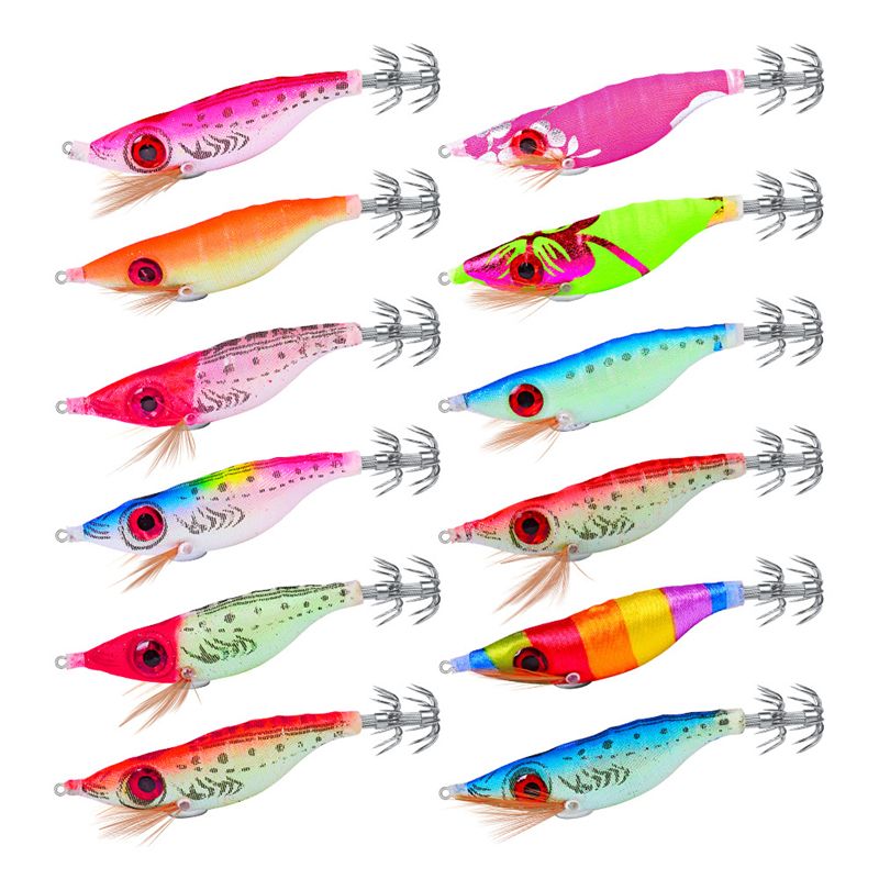 Discount Mix Coloful Painted Artificial Realistic Shrimp Squid Fishing