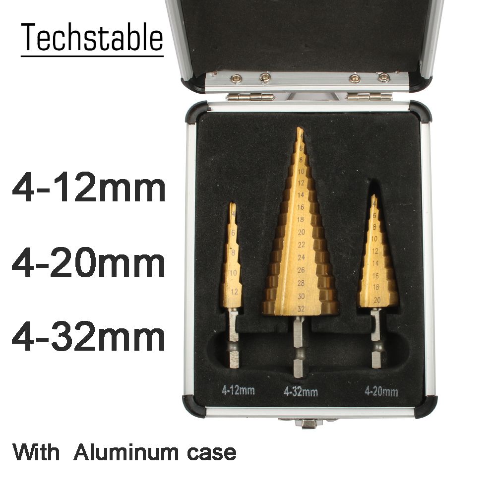 Hex Titanium Step Cone Drill Bit Hole Cutter 4-32MM HSS4241 For Sheet Metal Tool