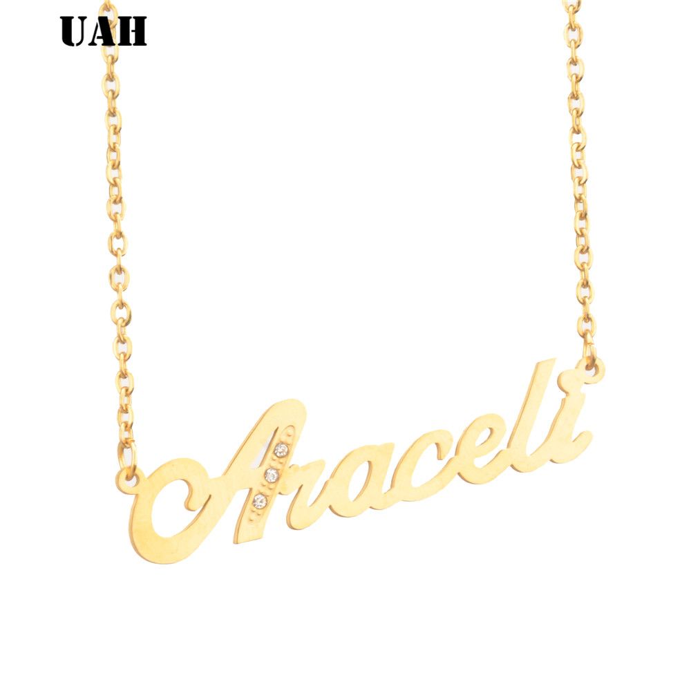 UAH Nombre o collares de encargo del nombre del collar Collares pendientes personalizada de la