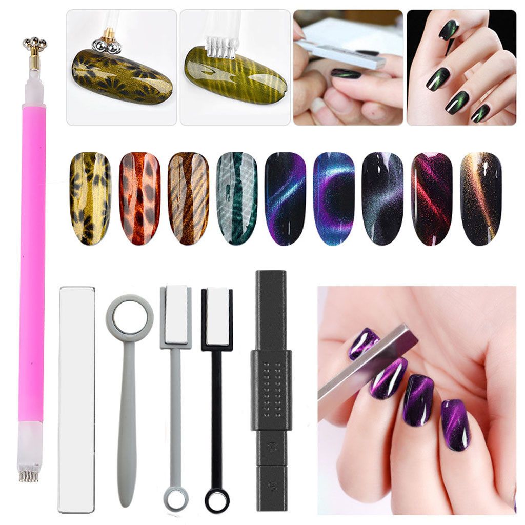6Pcs Cat Eye Nail Magnet Stick Magnetic Striped Thick Strong Magnet Stick  for UV Gel Polish Manicure Nail Art Beauty Tools 1108