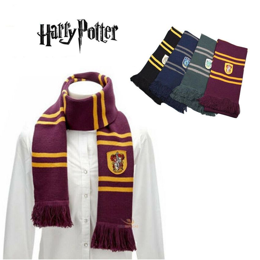 Harry Potter Slytherin bufandas de Gryffindor Ravenclaw Hufflepuff lana bufanda caliente Disfraces de Halloween Cosplay