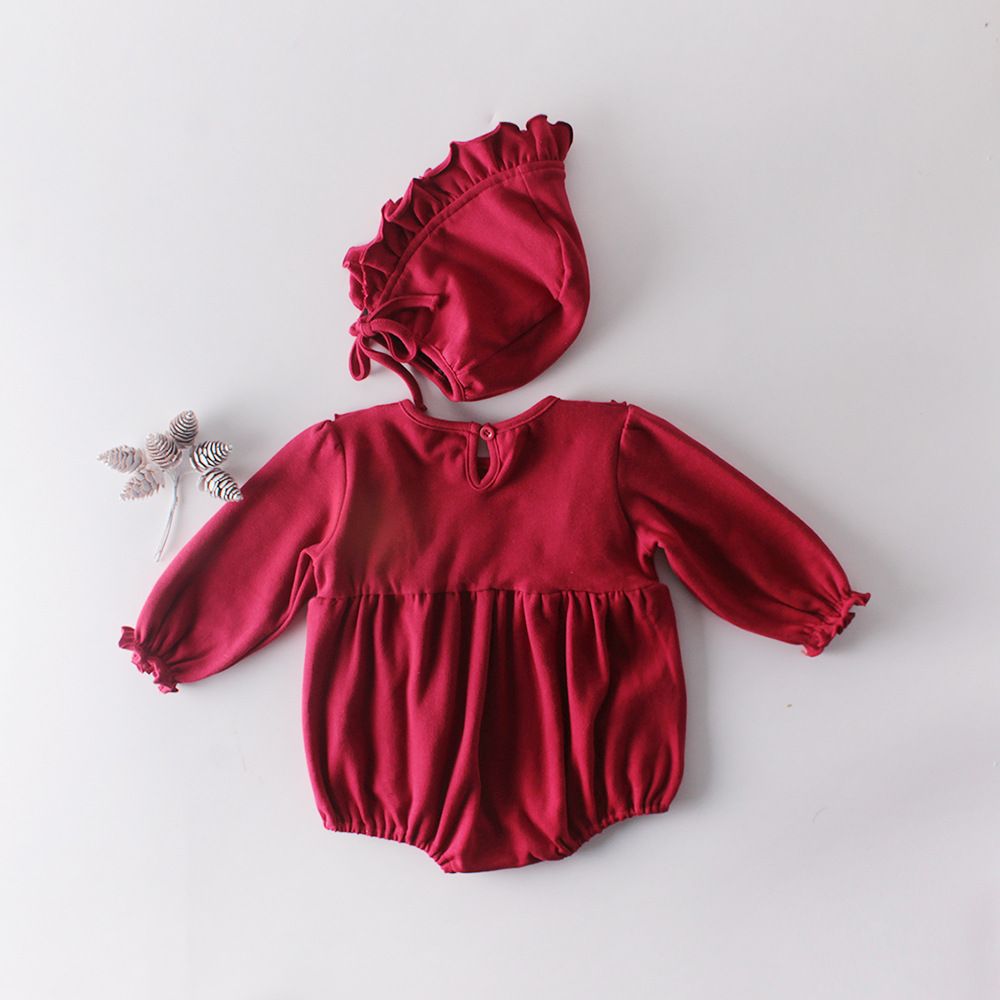 2020 Baby Girl Designer Clothing Romper Long Sleeve O Neck Big Red