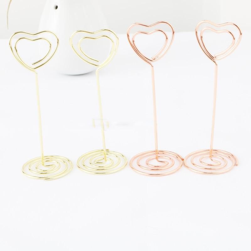 gold heart place card holders