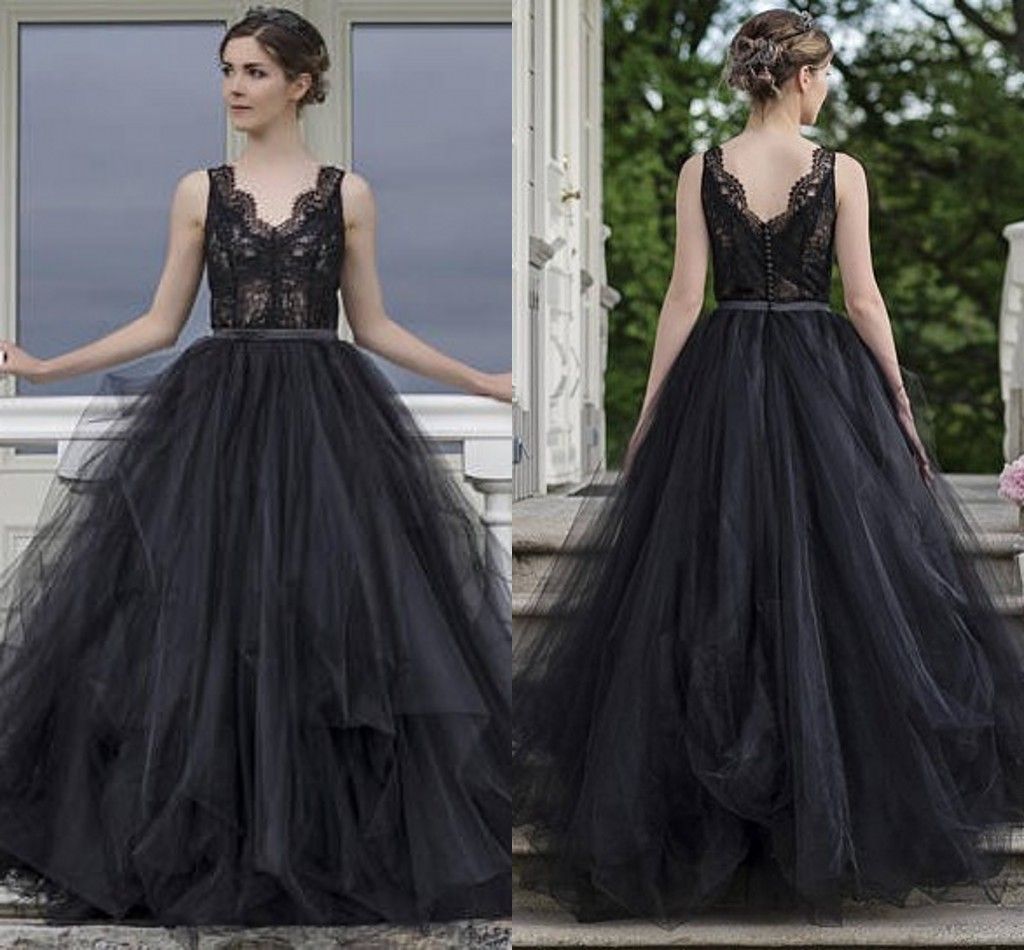 black lace and tulle dress