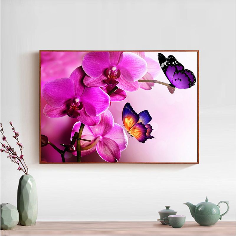 Blue Orchids Flower Diamond Painting House Wall Displays Embroidery DIY Portrait