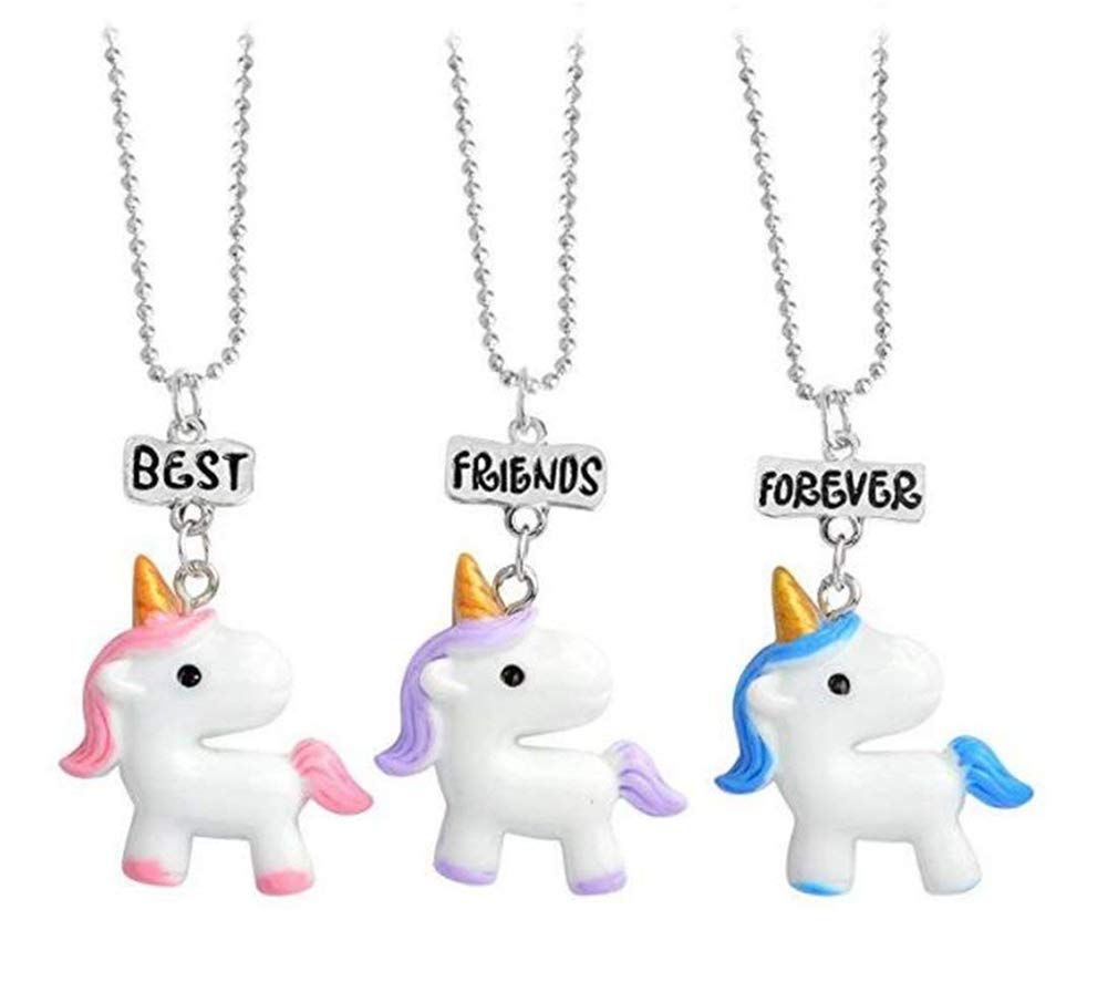 Collar Best Unicorn Rainbow Friendship Collares Set para niños niñas 3 paquetes