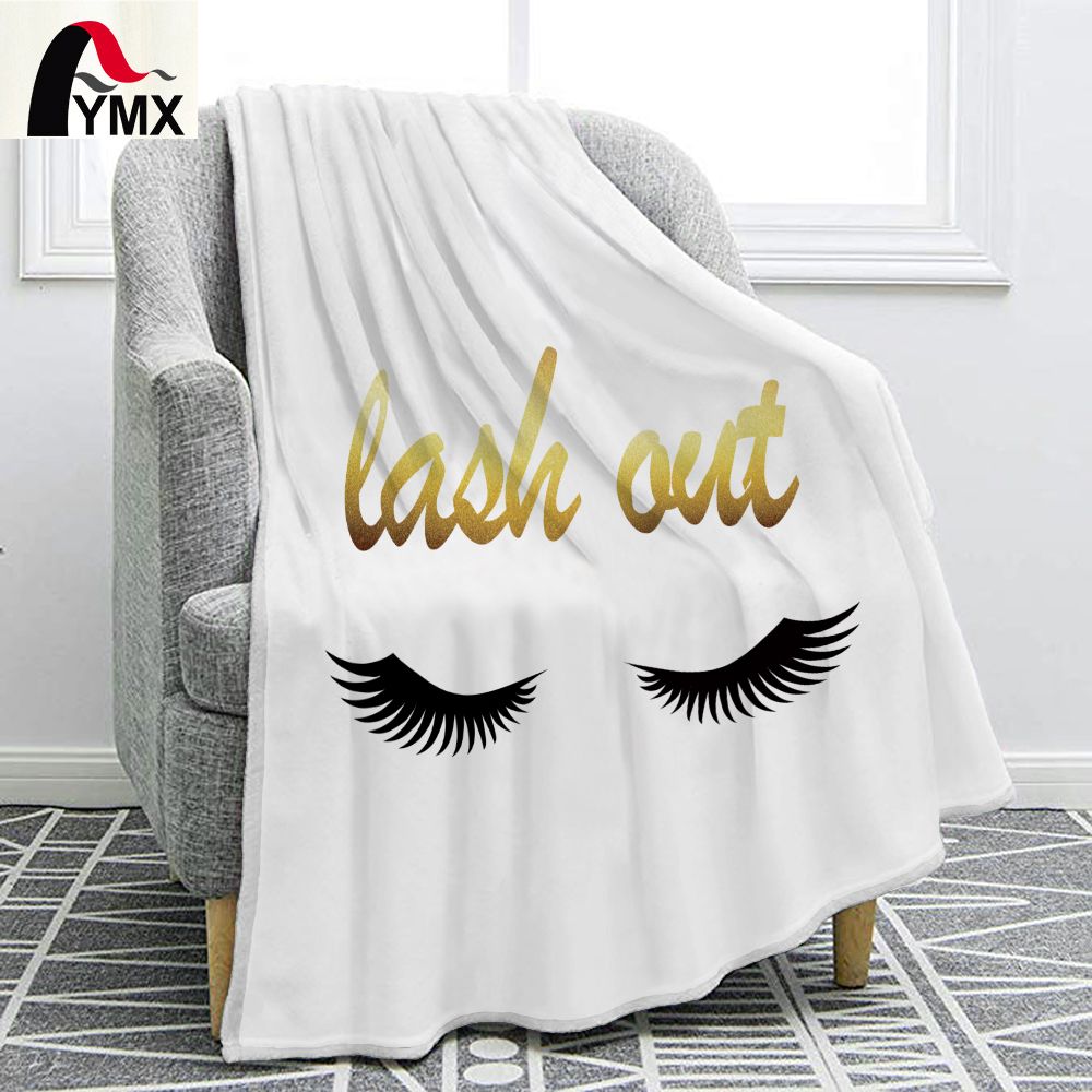 Fymx Modern Chic Flannel Blanket Fun Eyelash Pattern Luxurious And Romantic Reversible Pretty Bedding From Aozhouqie