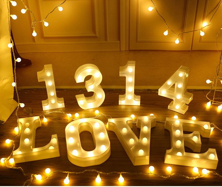 Number LED Party Letter Electric Night Light Wedding Birthday Propose Lamps