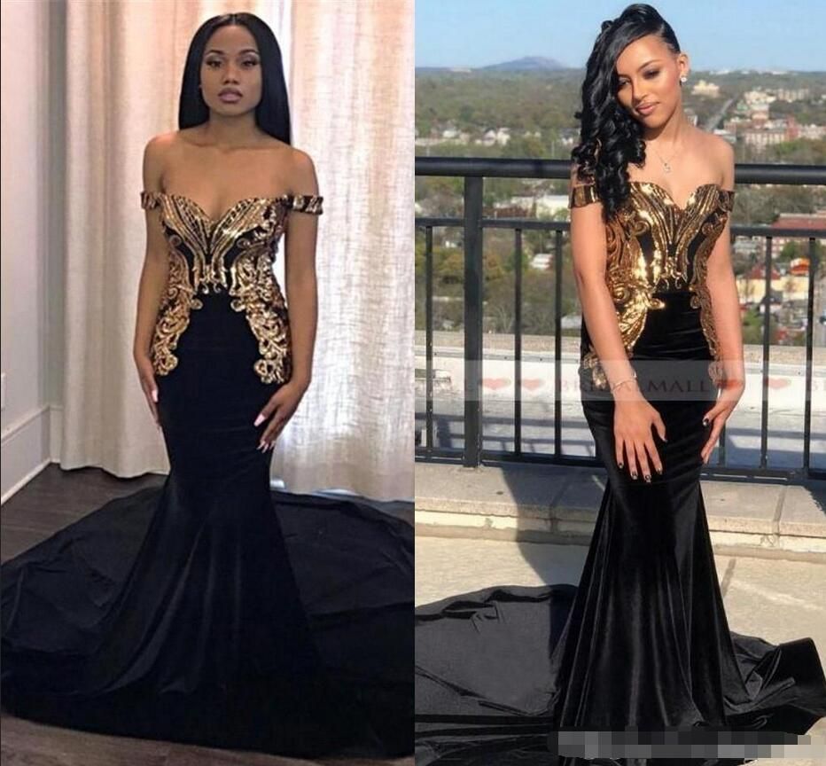 Gold Off The Shoulder Prom Dress ...