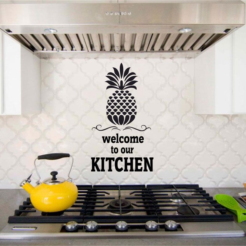 Welcome To Our Kitchen Pineapple Wall Decal Modern Kitchen Cuisine