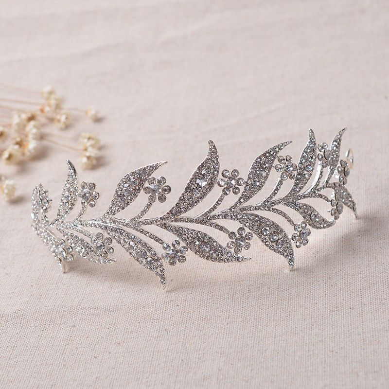 2019 Leaf Flowers Crystal Bridal Hair Pieces Alloy Photo Shot