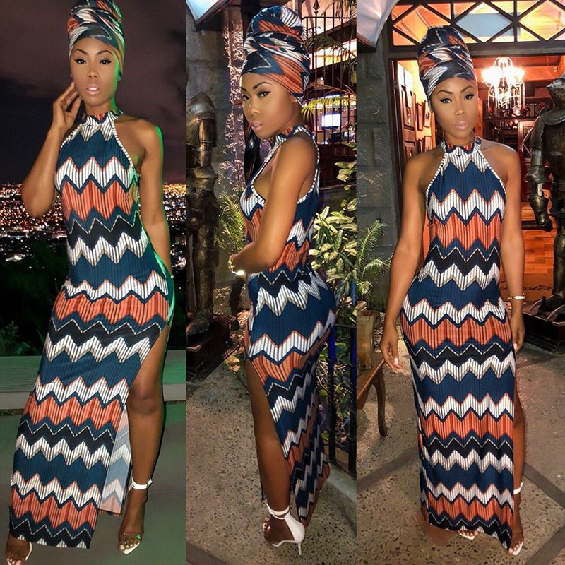 maxi dress with matching head scarf