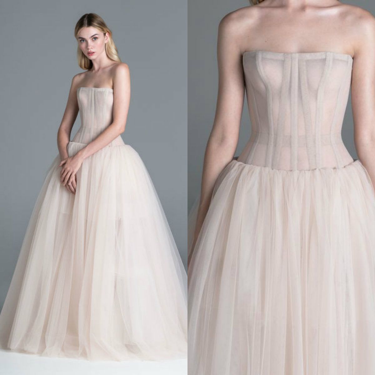 baby pink strapless dress