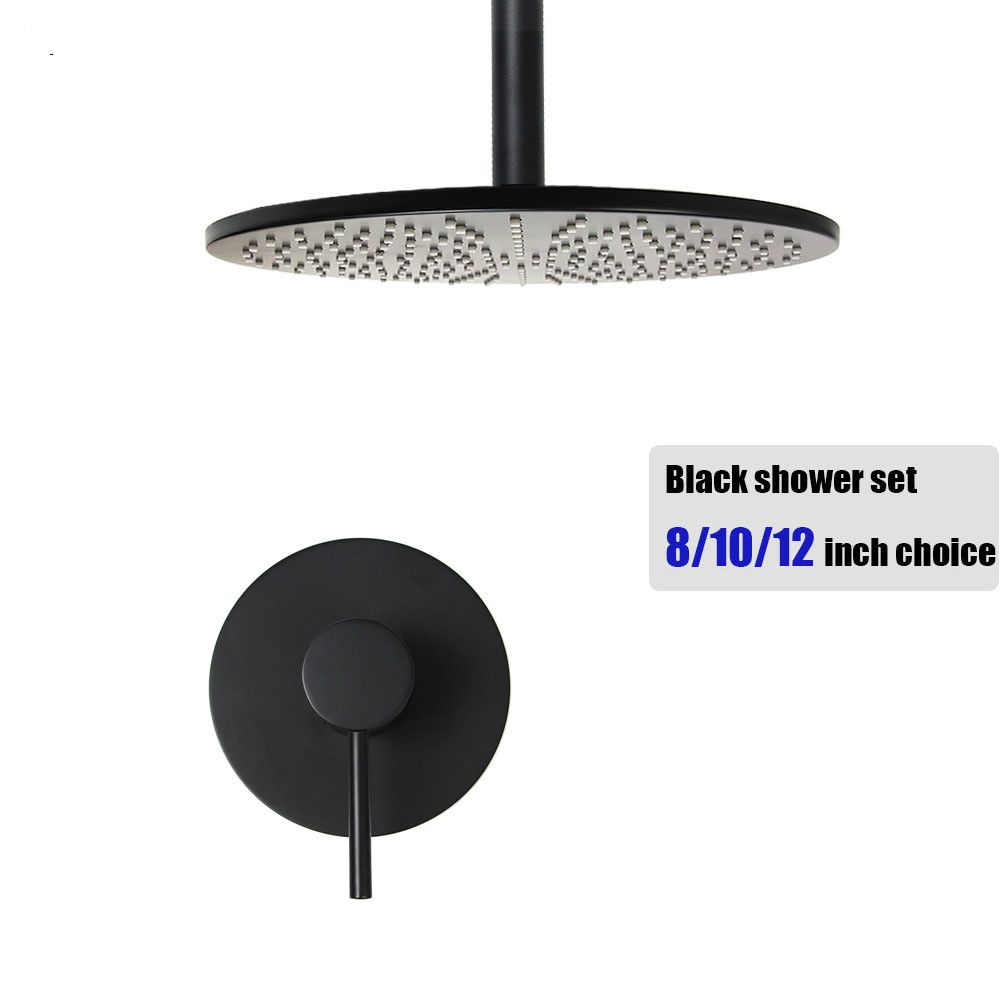 2019 Ceiling Mount Brass Black Bath Shower Set Bathroom Suspended Ceiling Rain Shower Head Single Way Water Mixer Faucet Wall Mounted From