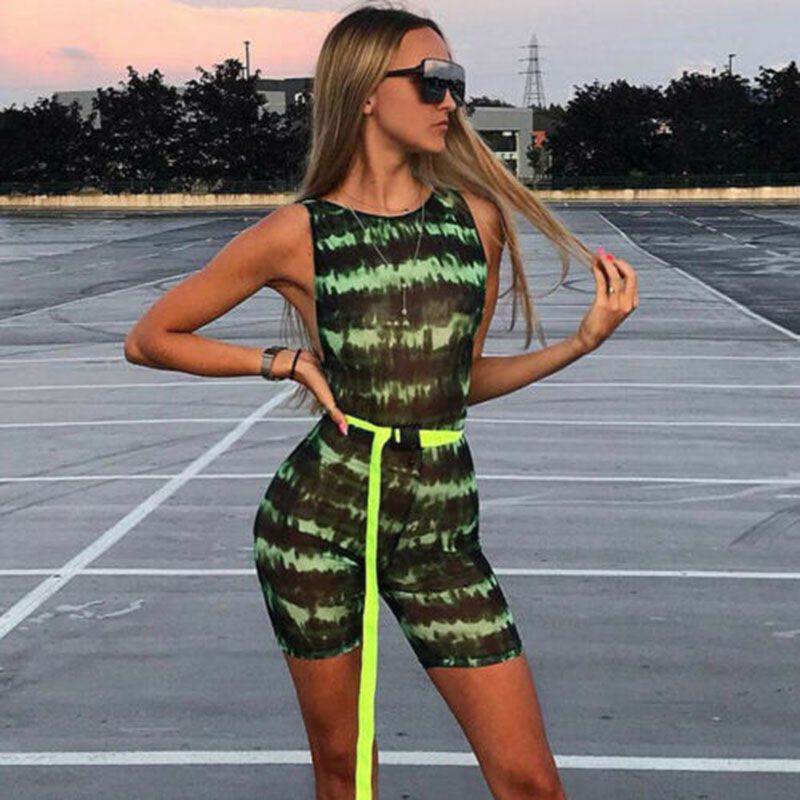 Compra Las Mujeres Bodycon Del Motorista Pantalones Cortos Sexy Cortó Las  Correas De Malla Leopardo Imprimió Mono Chándales Mamelucos Pantalones  Cortos De Ciclista De Clubwear Del Delirio EDM Outfit Barato | Entrega