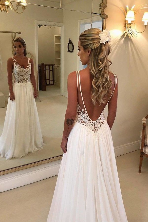 white halter top wedding dress