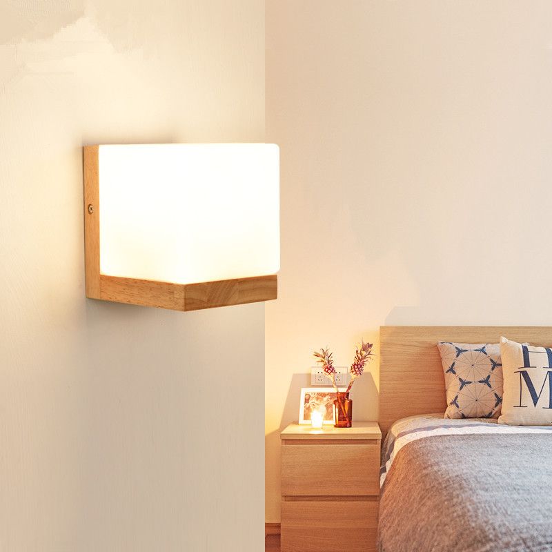 250 Mm 120 TYDXSD Solide Holz Led Wand Lampe Am Bett Minimalistischen Modernen Eiche Schlafzimmer Balkon Quadratische Gang Beleuchtung 170 
