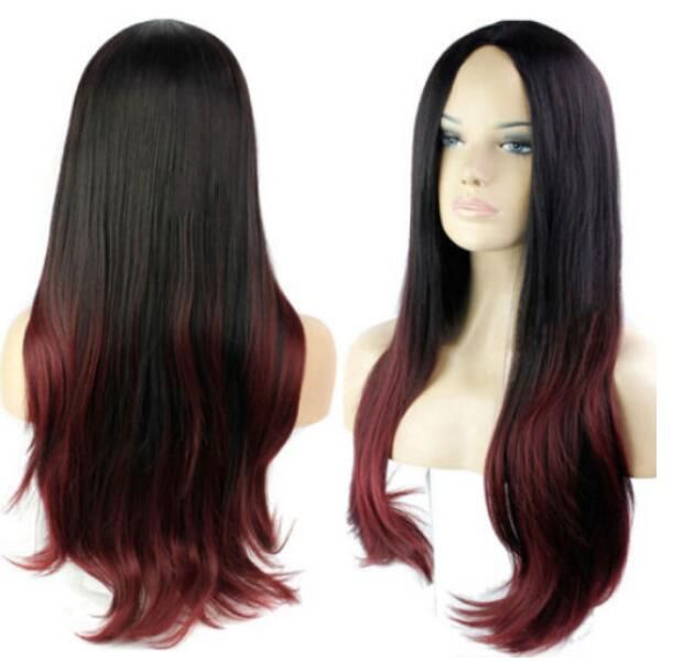 Free Shippin New Long Straight Black Ombre Red Wigs Stocking Wig Cap Stocking Cap Wigs From Wholesale Gem Wig 20 09 Dhgate Com