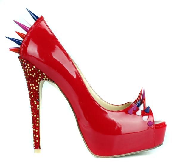 red patent high heel shoes