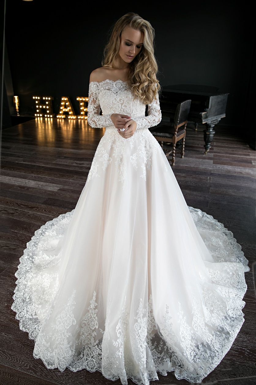 Vestidos manga larga de novia Clearance